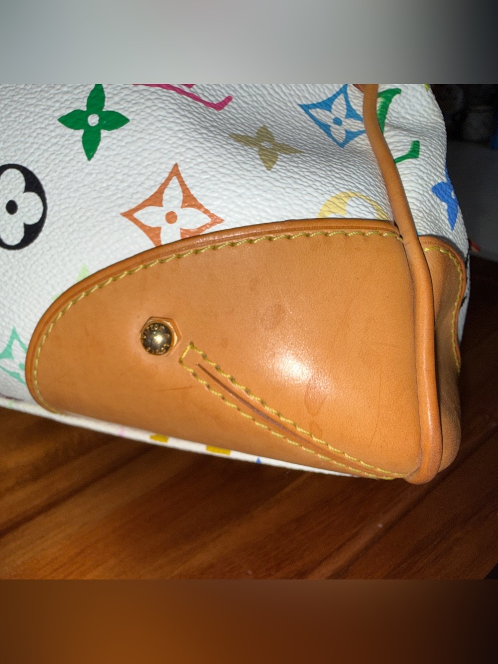 Louis Vuitton White Murakami Claudia Multicolor Monogram with Tan Trim - Picture 7 of 10